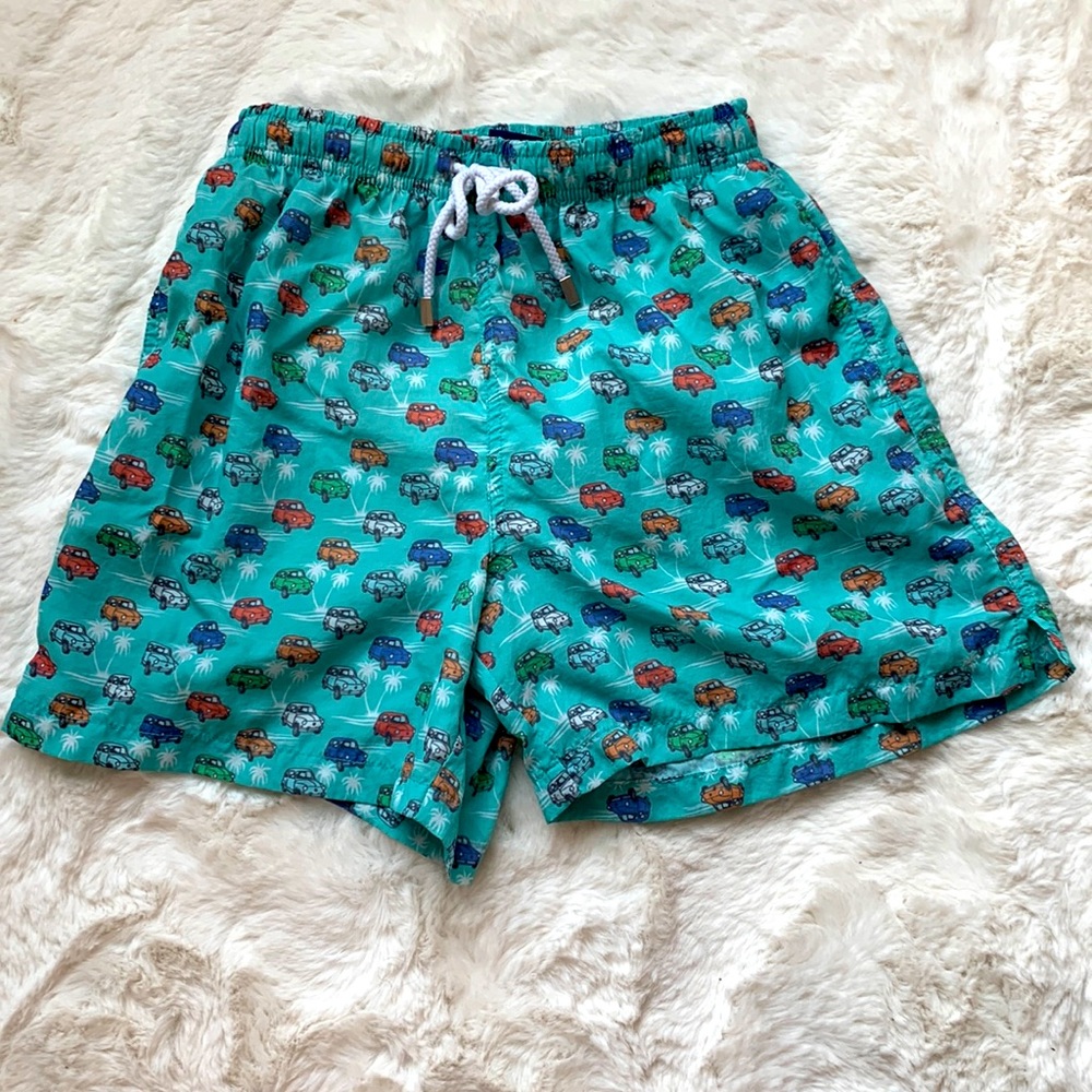 3/$20, Spada shorts/swim trunks, turquoise with cars pattern, draw cord, Size M